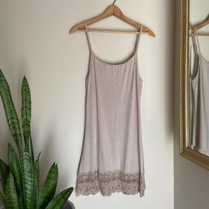 Beige lace edged slip